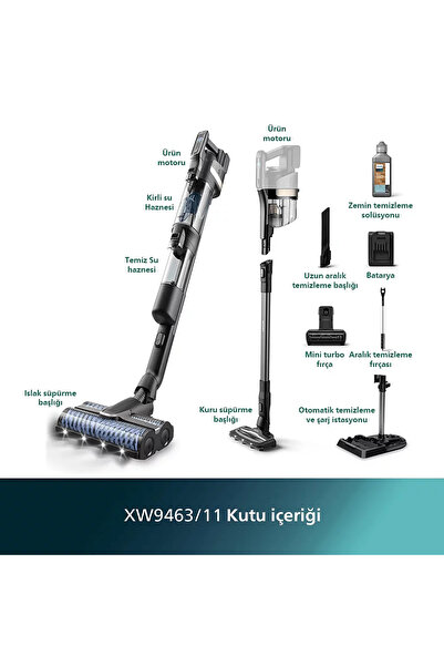 Philips Aqua Trio 9000 Seri XW9463/11 Islak & Kuru Temizlik Kablosuz Dikey Sü...