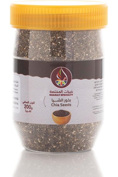 Khairat specialty Natural Chia Seeds, Herbal Supplement, 200 g, High in Fiber...