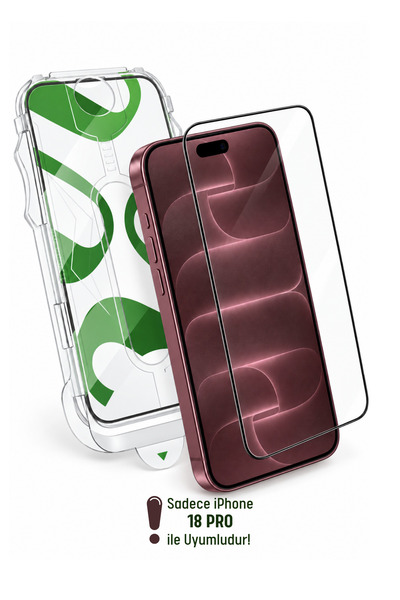 Evax [e-Pro] iPhone 18 Pro Uyumlu Kolay Kurulum Aparatlı 5D Platinum Tam Kapl...