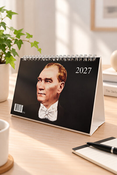Lizy 2027 Atatürk Temalı Üçgen Masa Takvimi - Spiralli, 12 Ay – 4 Farklı Kapa...
