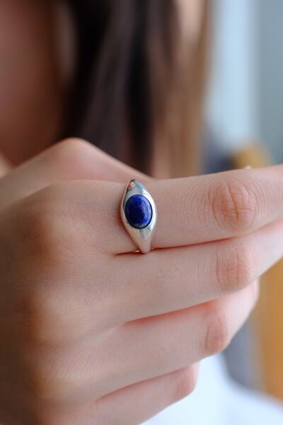 Jouve Atelier Nera Lapis Lazuli Doğal Taş 925 Ayar Gümüş Yüzük