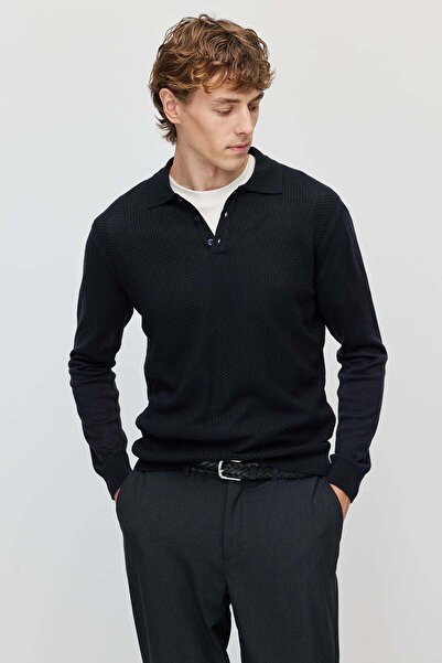PAULMARK Men's Polo Neck Patterned Knitwear Sweater
