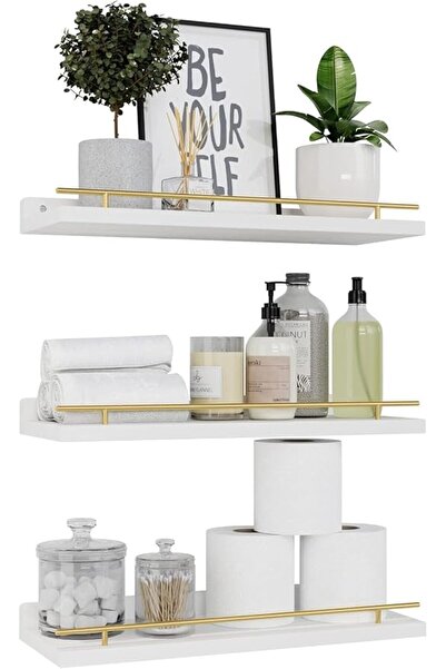 GENERAL Floating Shelves with Black Metal Guardrail by Tresal, Wall Decoratio...