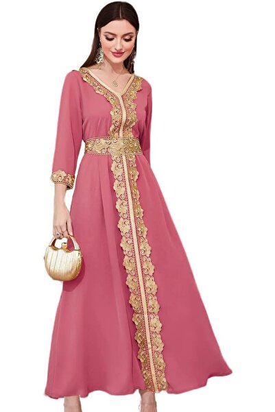 GENERAL PolyJolly womens Abaya-07 A-line Silhouette, V-neck Neckline, Long Sl...