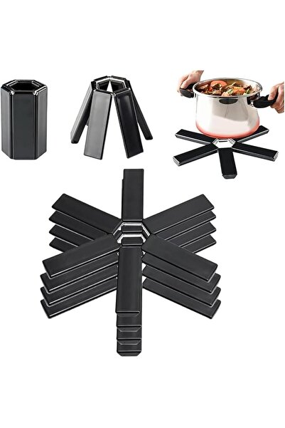 GENERAL Tazweeq ABS Trivet Folding Insulation Pad Set, Black, 4 Pieces