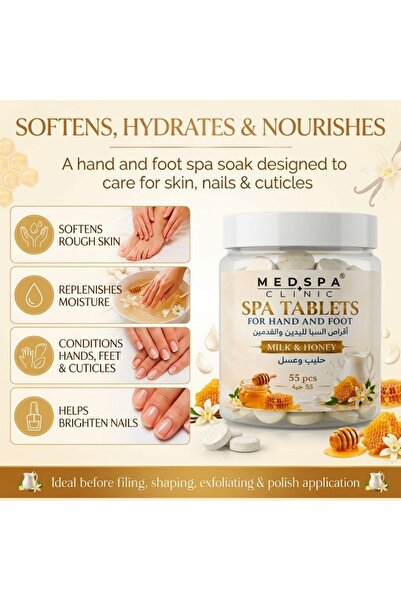 MEDSPACLINIC Milk and Honey Spa Tablets for Hand and Foot Soak – 160 Pcs Moisturizing Effervescent Bath Fizz Tablets for Dry Skin, Manicure & Pedicure, Pack of 2