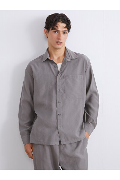 LC Waikiki Gray Regular Fit Long Sleeve Men's Shirt