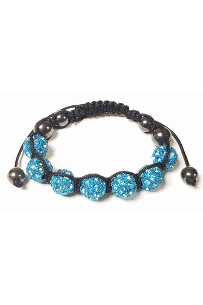 Nafpro Brățară Shamballa, cu cristale, albastră