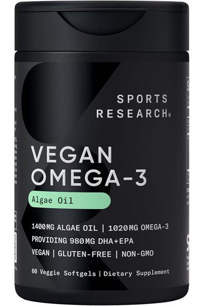 Sports Research Highest Levels of Vegan DHA & EPA Fatty Acids Omega-3 Fish Oil