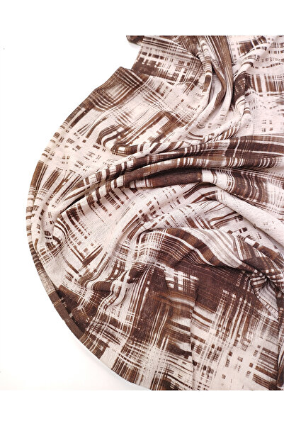 Kumaş Parça Patterned Thin Flexible Soft Mesh Fabric in Coffee and Ecru Color...