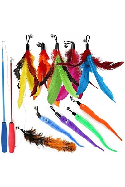 LinJie Cat Toys Feather Toy,2PCS Retractable Cat Wand Toys and 12PCS Replacem...