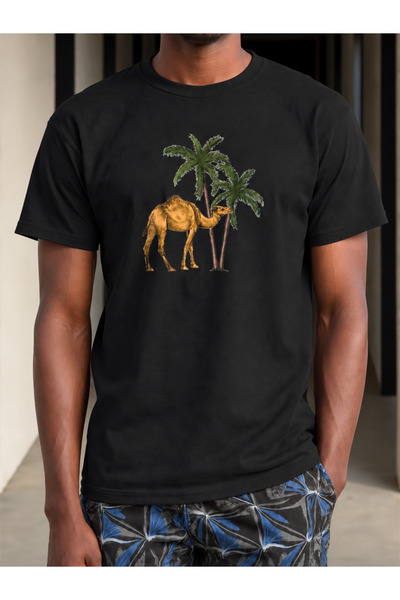 Wonder of U Camel Heritage Illustration Men's Cotton Crew Neck T-Shirt