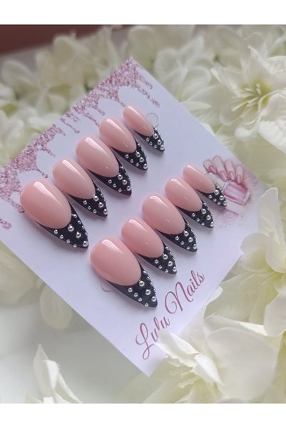 Lulu Nails Taşlı Frenş Jel Takma Tırnak