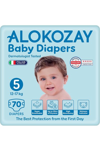 Alokozay Premium Baby Diapers - Size 5 (12-17 Kg) - 70 Diapers