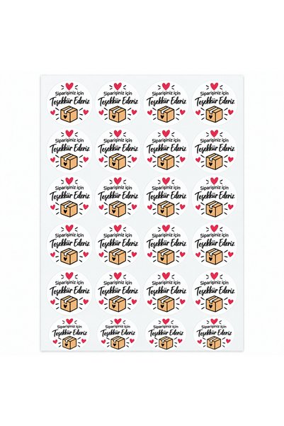 Avrupa Tedarik Siparişiniz İçin Teşekkürler Sticker – 4 cm 48 Adet Kargo Kutusu Desenli Yuvarlak Paketleme Teşekkür Etiketi