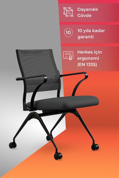 METTA ErgoLife Sit Air 24/7 M4-280K - Fileli, Siyah, Tekerlekli,Toplantı odas...
