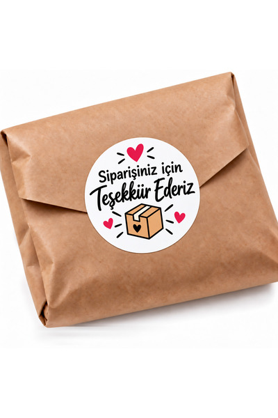 Avrupa Tedarik Siparişiniz İçin Teşekkürler Sticker – 4 cm 48 Adet Kargo Kutusu Desenli Yuvarlak Paketleme Teşekkür Etiketi