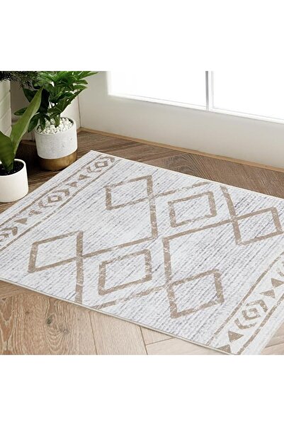 jinchan Moroccan 61x91CM Rug for Entryway Machine Washable Rug Modern Geometr...