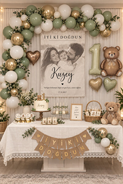 toreksan reklam Kişiye Özel Fotoğraflı Doğum Günü Brandası 70x100 cm – 1 Yaş ...