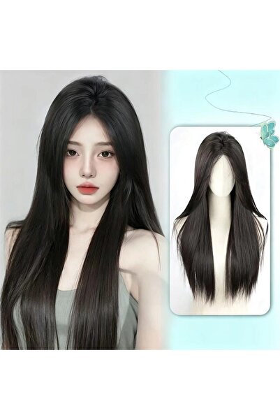 Generic Brand Wigs Black Long Straight Synthetic Wigs for Women，Natural Middl...