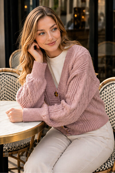 citystyle سترة نسائية برقبة على شكل حرف V وأكمام طويلة وأزرار أمامية وأكمام ب...