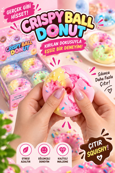 PERİBOİA Sukuşi Oyuncak Donut ASMR Sesli Kırılabilen Stres Oyuncağı 1 Adet