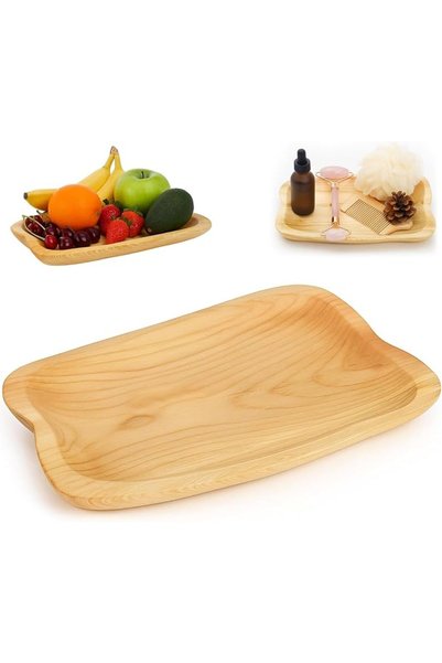 TERRIFI Tireefi 12X8 Inch Natural Wood Fruit Bowl, Handmade Wooden Serving Pl...