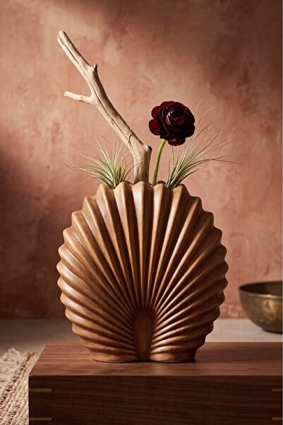 MaperaHome Seramik Dekoratif İstiridye Pinterest Vazo Ev Dekorasyonu 20*17 cm