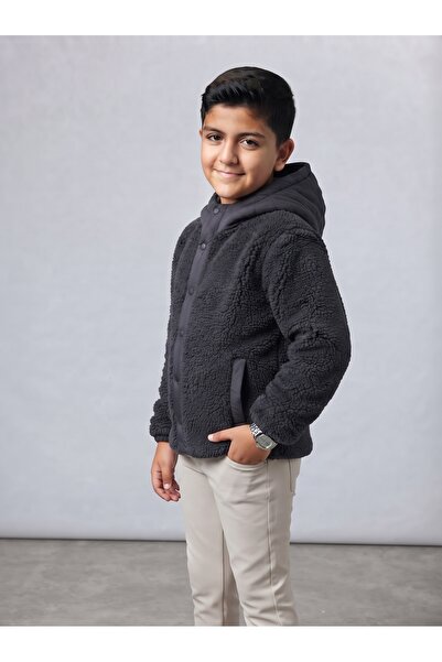 PIQUE Boy's Coat Plush Detailed Children's Coat