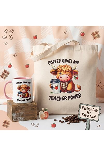 NASAQ Minimalist Canvas Tote Bag and Ceramic Coffee Mug Set – Plain Reusable ...