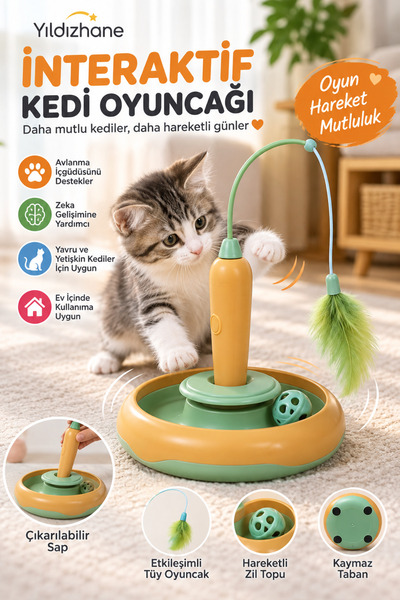 Yıldızhane İnteraktif Otomatik Kedi Oyuncağı Hareketli Kedi Oyun Oyuncağı Eğl...