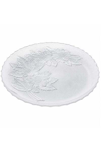 JML Platou din Sticla 30cm, Model Cristal Floral, Transparent