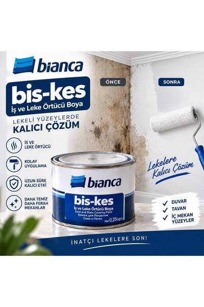 Bianca Bis-Kes İs, Küf ve Leke Örtücü Boya – Duvar Tavan Leke Kapatıcı İzolas...