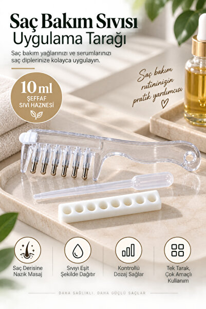 MAKRİ HOME Saç Bakım Sıvısı Uygulama Tarağı – Bilyeli Masaj Uçlu, 10 ml Hazne...