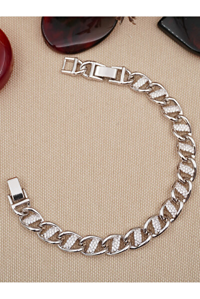 Bilge Kadın Aura Premium Zircon Stone Silver Color Xuping Steel Bracelet, Non...