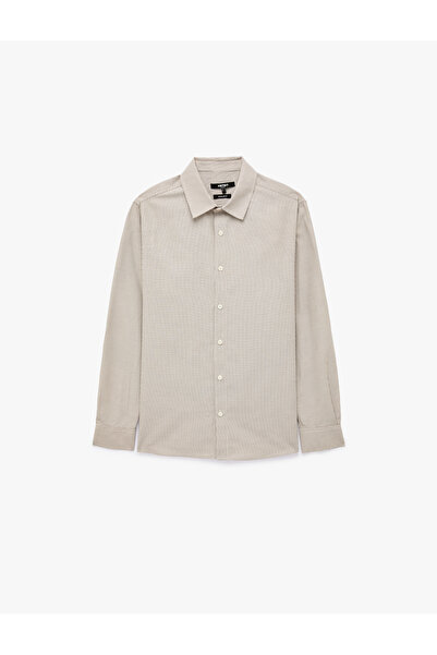 Koton Regular Fit Classic Collar Long Sleeve Checkered Poplin Shirt