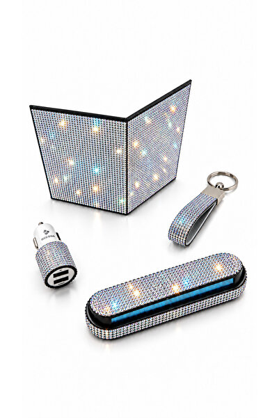 EFEAKS Holographic Janjan Stone 4-Piece Premium In-Car Accessory Set Luxury A...