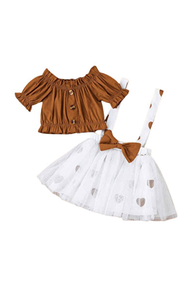 MINIMEAccessories Two-Piece Clothing Set for Girls | 3–6 Months | Brown | Cot...