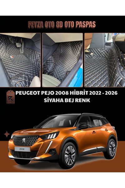 FEYZA OTO PEUGEOT PEJO 2008 HİBRİT SERİSİ 2022 - 2026 ARASI 8D PREMİUM KAYMAZ...