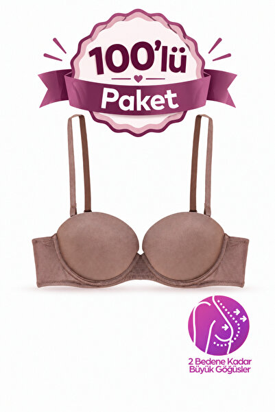 Wonna 100'lü Kadın Basic Sütyen Paketi - Extra Dolgulu Push Up Bronz Renk