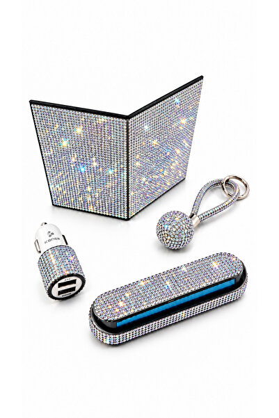 EFEAKS Holographic Janjan Stone Premium In-Car Accessory Set – 4 Pieces