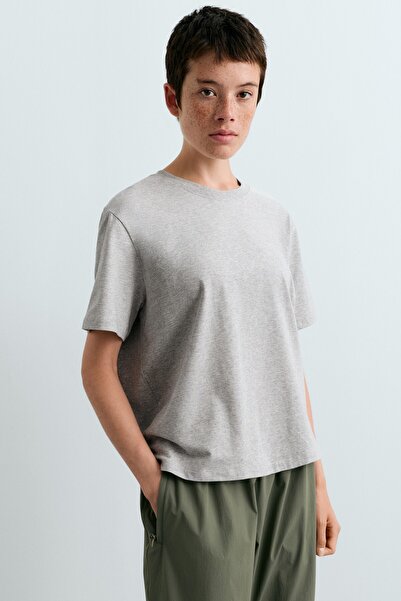 Oysho Pamuk karışımlı kısa kollu boxy t-shirt