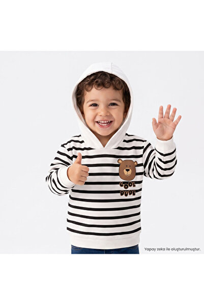 ebebek Hello Baby HelloBaby Erkek Bebek Kapüşonlu Sweatshirt Ayı Baskılı Kapü...