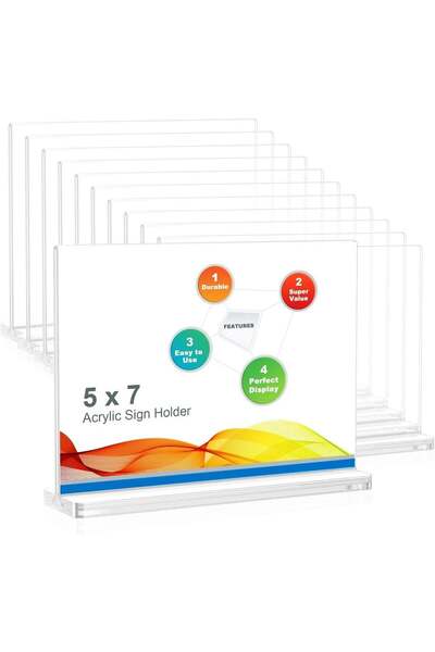 Rassam Al Khaleej 5x7 Inch T-Type Acrylic Sign Holder – Double-Sided Clear Di...
