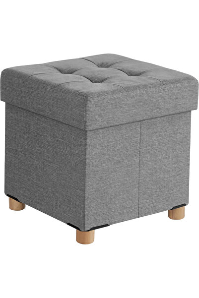 SONGMICS Taburet pliant cu spațiu de depozitare 37 L, 38x38x40 cm, Gri deschis