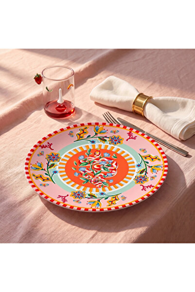 Baci Milano Dolce Far Niente Çiçek Desenli Pembe Emaye Supla Ø 33 cm