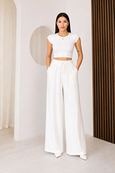 nazzain Strawberry Fabric Palazzo Trousers
