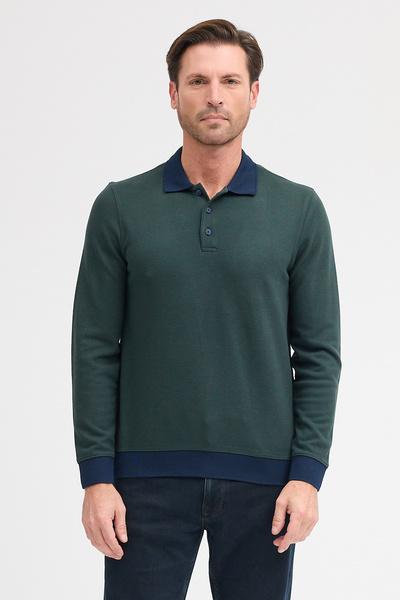 ENQUE Men's Polo Neck Long Sleeve Sweatshirt