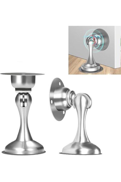 ALMEKAQUZ 2Pcs Magnetic Door Stoppers,Metal Floor Door Stopper,No-drilling Ca...