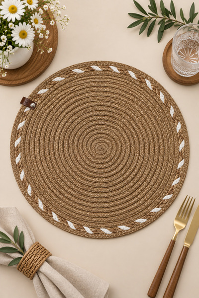 MaVaux Decorative Single Placemat Flat Model Round American Service Placemat ...